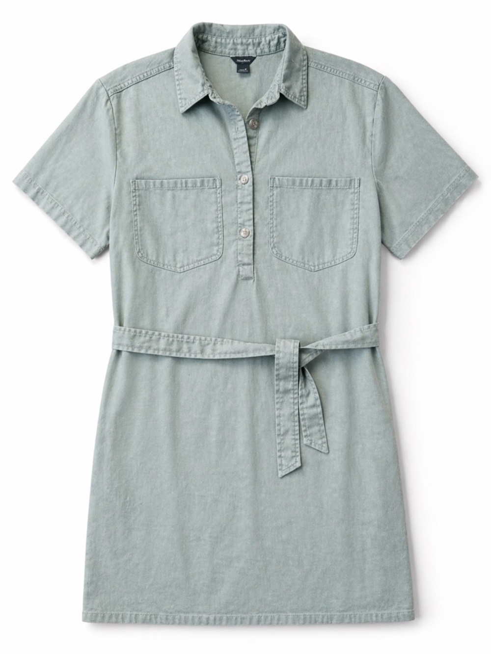 Eddie Bauer Shirt Dress Linen Blend Belted Short Sleeve Green Size Small